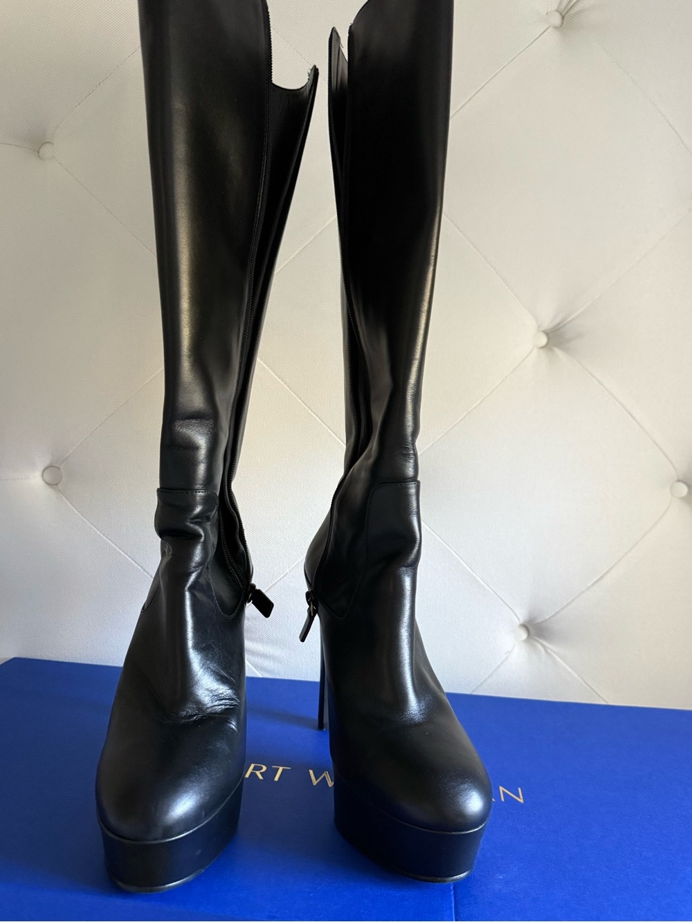 Stuart Weitzman Black Platform Women's Boots size US 10.5